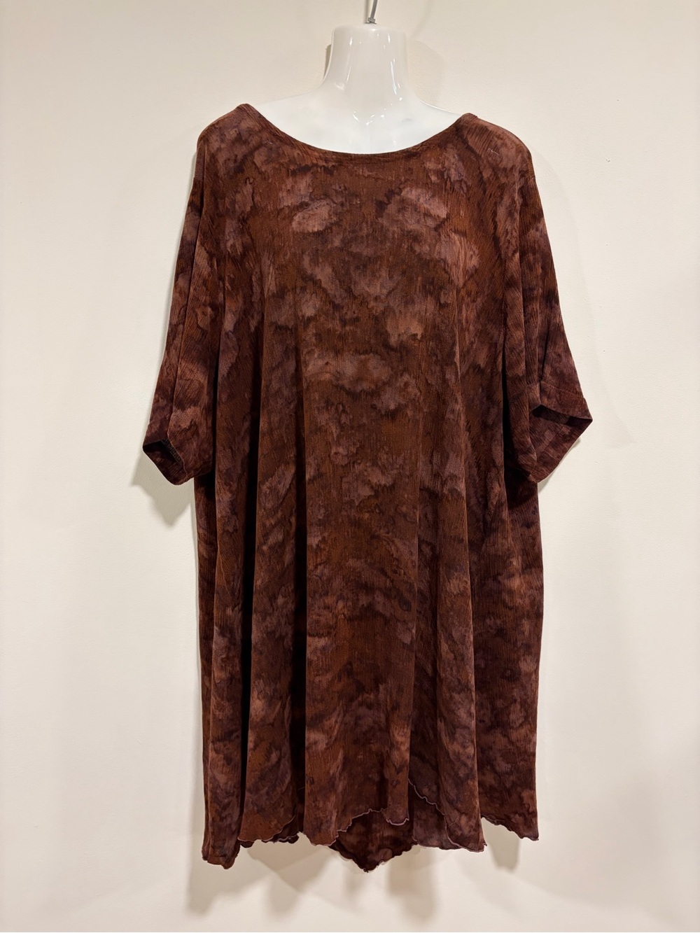 Good Earth Clothing Brown Purple Tie Dye Short Sleeve Dress